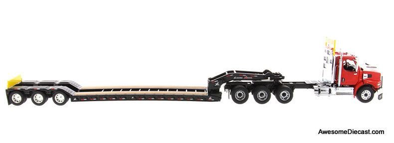 Diecast Masters 1:50 Western Star 49X SB Tridem Tractor, Red w/XL 120 HDG Drop Deck Trailer
