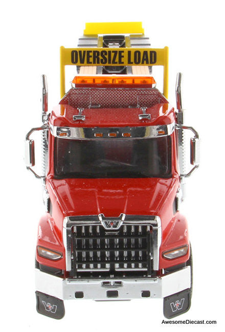 Diecast Masters 1:50 Western Star 49X SB Tridem Tractor, Red w/XL 120 HDG Drop Deck Trailer