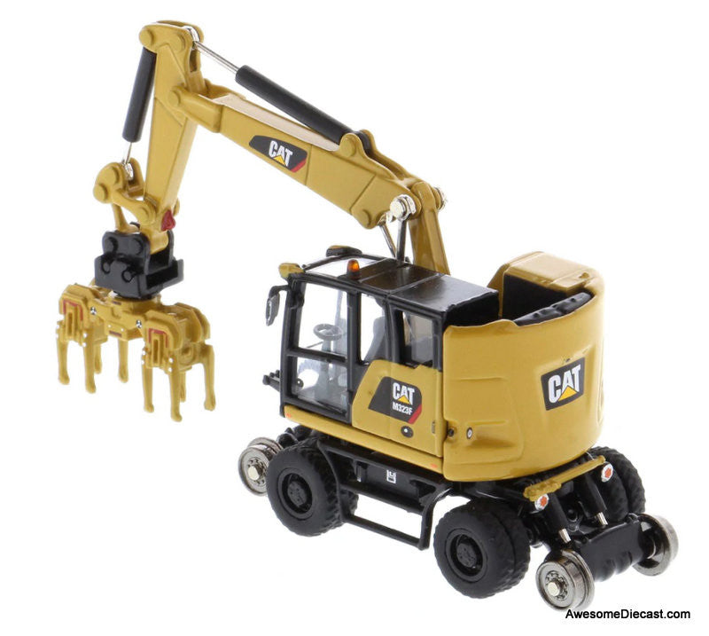 Diecast Masters 1:87 Caterpillar M323F Railroad Wheeled Excavator, Cat Yellow
