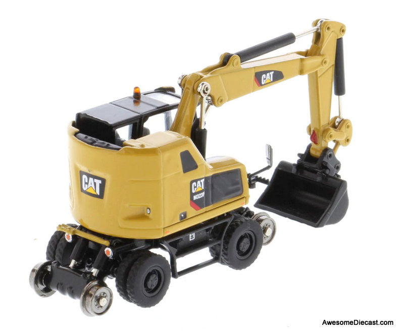 Diecast Masters 1:87 Caterpillar M323F Railroad Wheeled Excavator, Cat Yellow