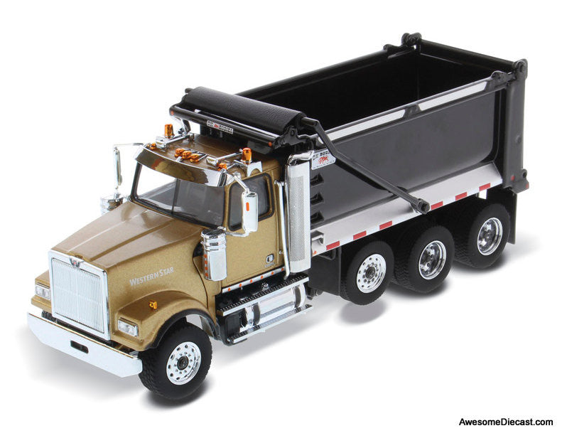 Diecast Masters 1:50 Western Star 4900 SF Tandem Truck w/Pusher Axle w/Ox Bodies Stampede Dump Bed