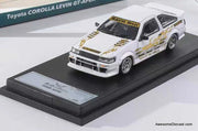 Toyota Corolla Levin GT-Apex RWB, White/Gold 1:64 Diecast Model Car by DCT