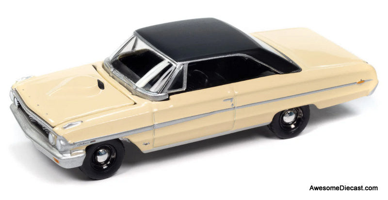 1964 Ford Galaxie 500XL, Sunshine Yellow w/Black Roof 1:64 Diecast Model Car by Auto World