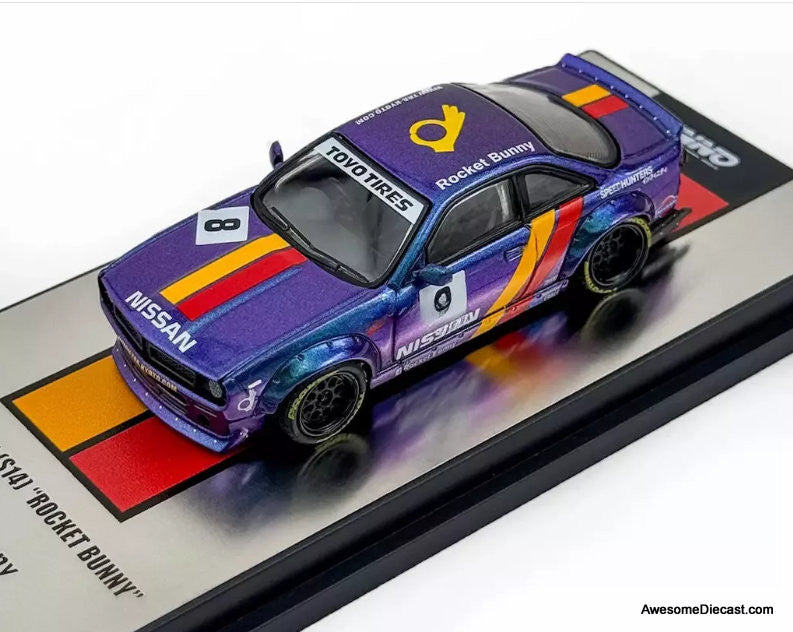 Nissan Silvia S14 #8 Boss Rocket Bunny, Magic Purple 1:64 Diecast Model Car by Inno64