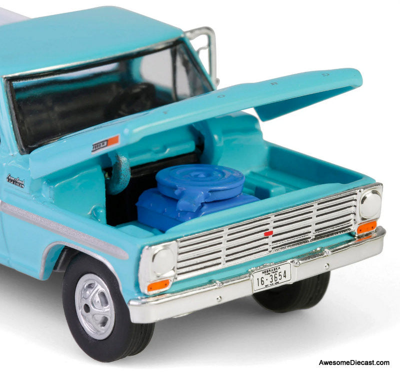 1969 Ford F-250 Farm & Ranch Special, Reef Aqua 1:64 Diecast Model Truck by Greenlight