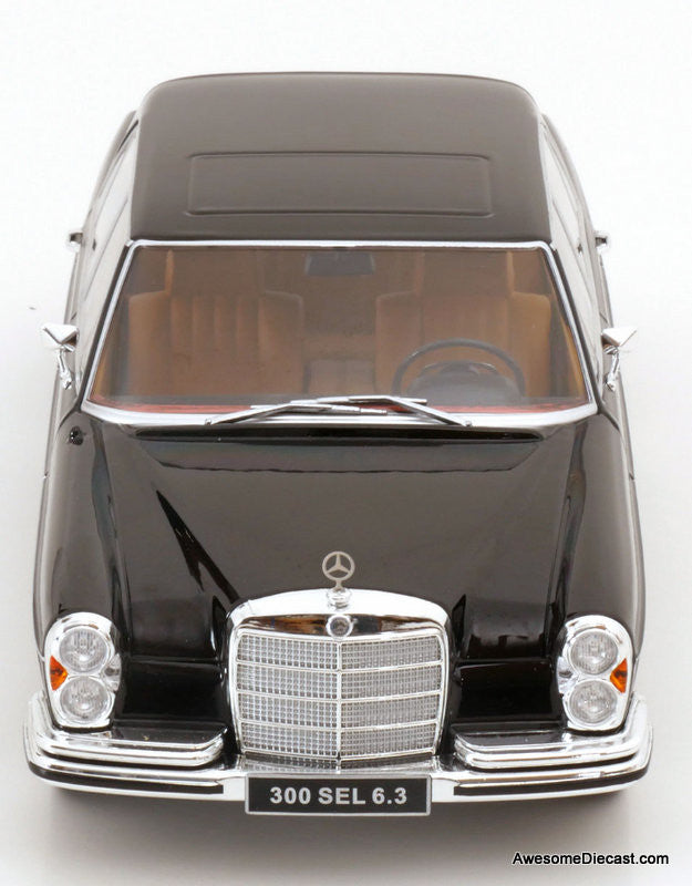 1967 Mercedes Benz 300SEL 6.3 (W109), Black 1:18 Diecast Model Car by KK Scale