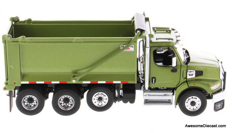 Diecast Masters 1:50 Western Star Tandem Dump Truck w/Pusher Axle, Metallic Olive Green