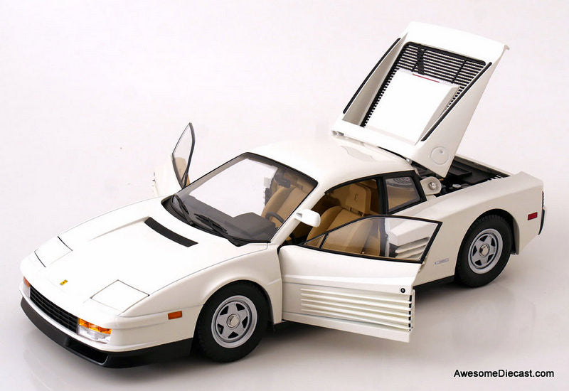 1984 Ferrari Testarossa, White w/ Figures 1:12 Diecast Model Car by KK Scale