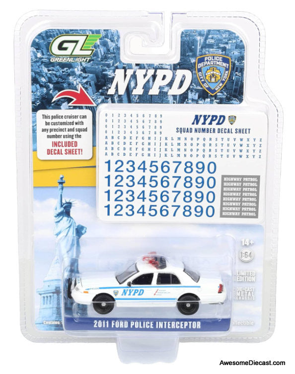 2011 Ford Crown Victoria Police Interceptor: NYPD 1:64 Diecast Model Car by Greenlight