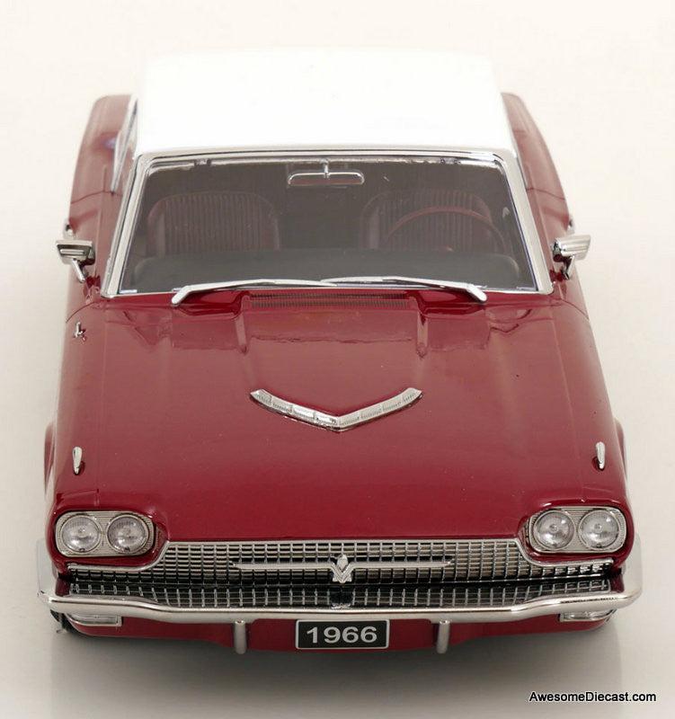 1966 Ford Thunderbird Coupe, Metallic Red/White 1:18 Diecast Model Car by KK Scale