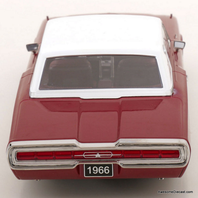 1966 Ford Thunderbird Coupe, Metallic Red/White 1:18 Diecast Model Car by KK Scale