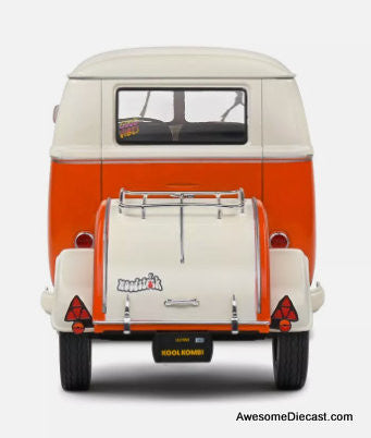 1950 Kool Kombi w/Trailer, Orange/White 1:18 Diecast Model Vehicle by Solido