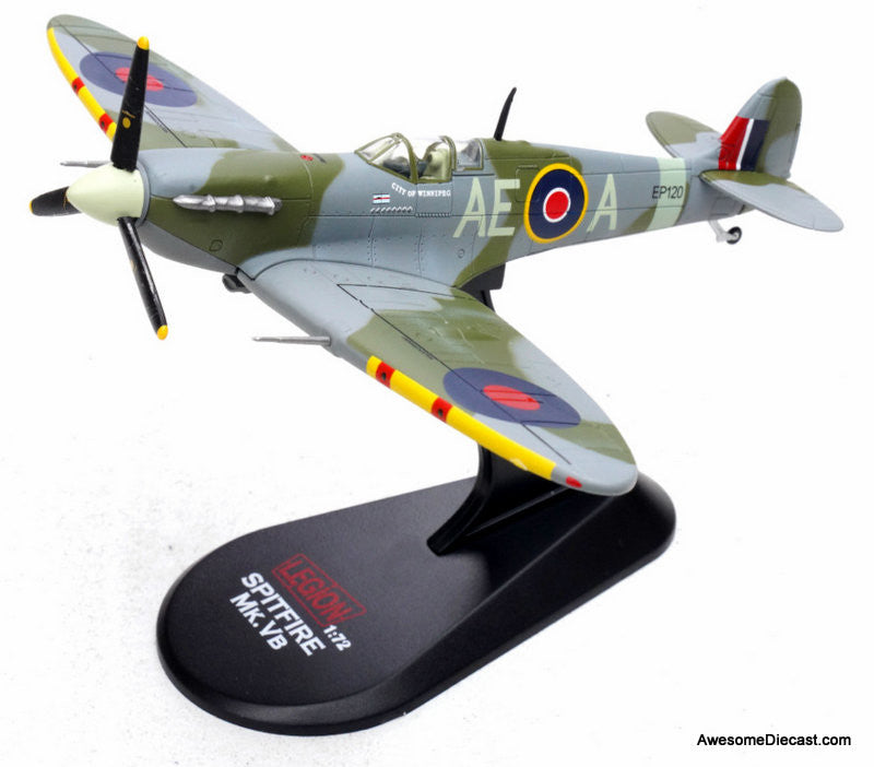 Supermarine Spitfire MkVb EP120/AE-A 402 Sqn RAF, City of Winnipeg, Flown by S/L Jeff Northcott D.S.O, D.F.C Duxford 1943 1:72 Diecast Model Plane by Legion Models