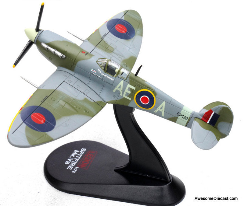 Supermarine Spitfire MkVb EP120/AE-A 402 Sqn RAF, City of Winnipeg, Flown by S/L Jeff Northcott D.S.O, D.F.C Duxford 1943 1:72 Diecast Model Plane by Legion Models