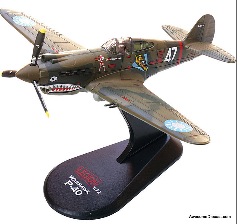 Curtiss P-40B Warhawk  Flying Tigers 3rd PS Hell's Angels, White 47, Robert Smith, Burma, 1942 1:72 Diecast Model Plane by Legion Models