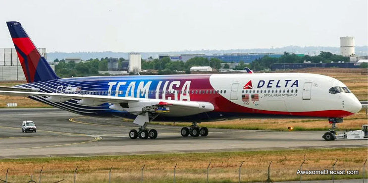Airbus A350-900: Delta Airlines (N531DN) Team USA 1:200 Diecast Model Plane by Gemini 200