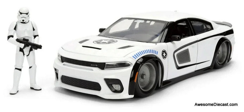 Star Wars 2021 Dodge Charger SRT Hellcat w/Storm Trooper Figure 1:24 Diecast Model Car by Jada