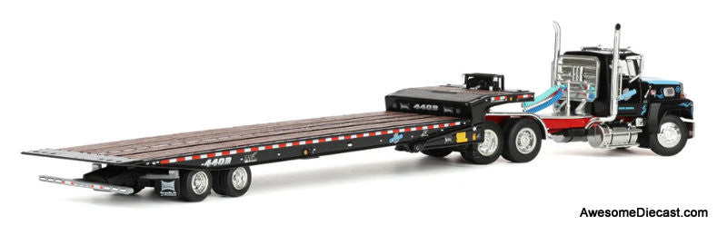Ford LTL 9000 Day Cab w/Landoll Traveling Axle Trailer: Cappello Heavy Transport 1:64 Diecast Model Truck DCP by FG