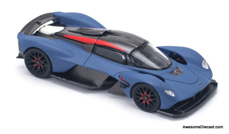 Aston Martin Valkyrie, Satin Marina Blue 1:64 Diecast Model Car by Pop Race