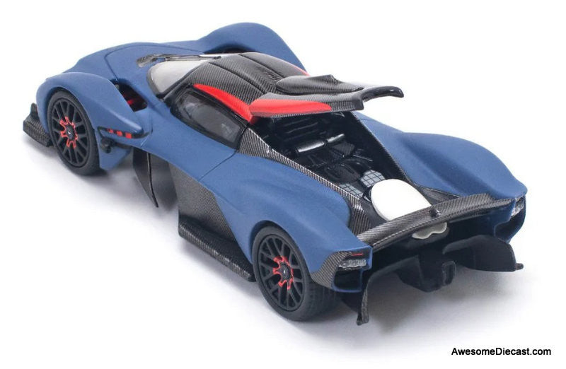 Aston Martin Valkyrie, Satin Marina Blue 1:64 Diecast Model Car by Pop Race