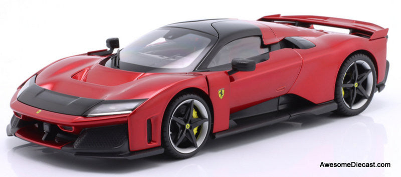 2024 Ferrari F80, Metallic Red (Black/Silver Wheels) 1:18 Diecast Model Car by Burago