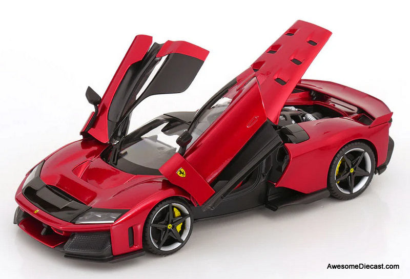 2024 Ferrari F80, Metallic Red (Black/Silver Wheels) 1:18 Diecast Model Car by Burago