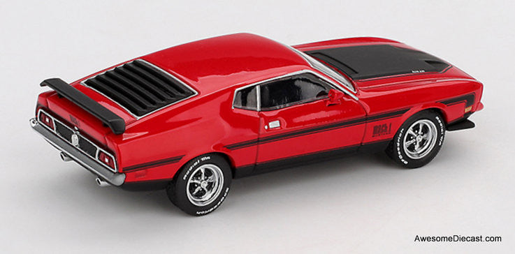 1971 Ford Mustang Mach1, Race Red 1:64 Diecast Model Car by Mini GT