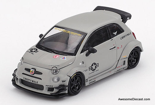 Fiat Abarth 595 LB-WORKS x Abas Works Fighters, Gray 1:64 Diecast Model Car by Mini GT