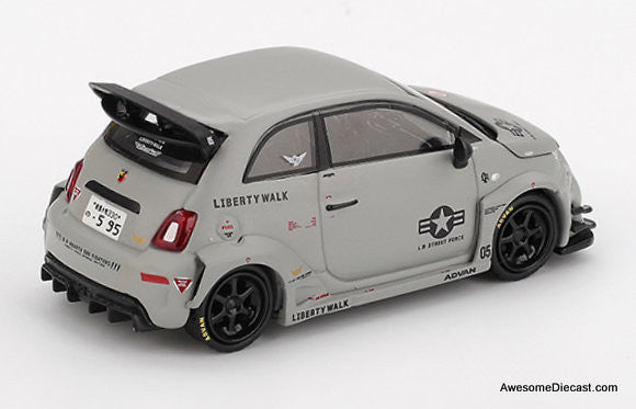 Fiat Abarth 595 LB-WORKS x Abas Works Fighters, Gray 1:64 Diecast Model Car by Mini GT