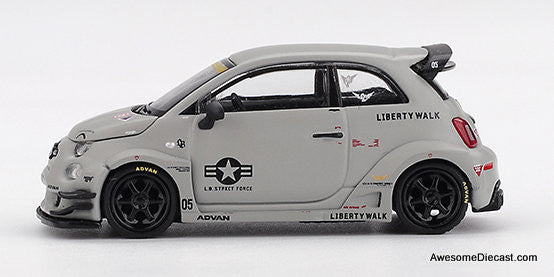 Fiat Abarth 595 LB-WORKS x Abas Works Fighters, Gray 1:64 Diecast Model Car by Mini GT