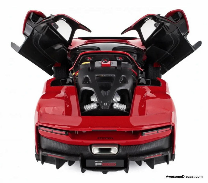 2024 Ferrari F80, Rossa Corsa Red (Black Wheels) 1:18 Diecast Model Car by Burago