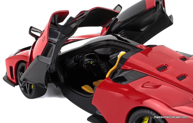 2024 Ferrari F80, Rossa Corsa Red (Black Wheels) 1:18 Diecast Model Car by Burago