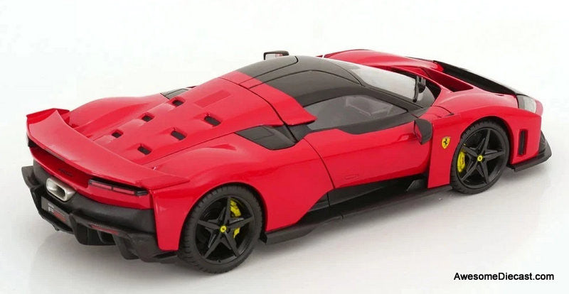 2024 Ferrari F80, Rossa Corsa Red (Black Wheels) 1:18 Diecast Model Car by Burago