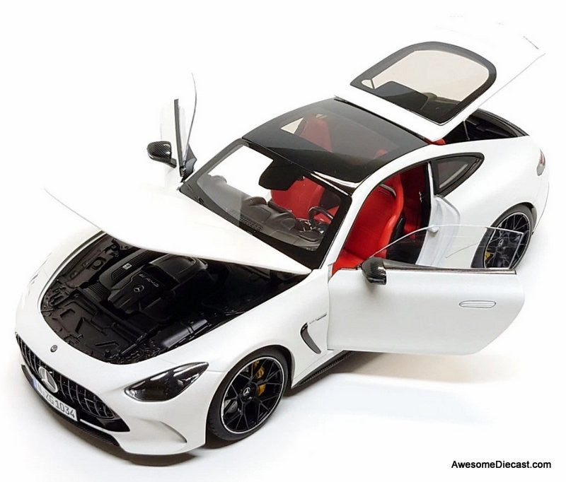 2023 Mercedes Benz AMG GT63 Coupe (C192), Opalith White 1:18 Diecast Model Car by NZG