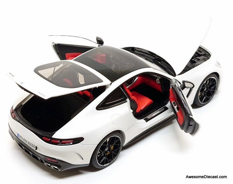 2023 Mercedes Benz AMG GT63 Coupe (C192), Opalith White 1:18 Diecast Model Car by NZG