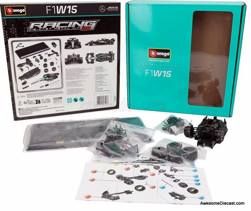 Mercedes  Formula 1 W15 EQ Performance #63 2024 Season George Russell 1:24 Diecast Model Kit by Burago
