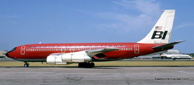 Boeing 720-027: Braniff International - Red (Reg #N7075) 1:200 Diecast Model Plane by Inflight 200