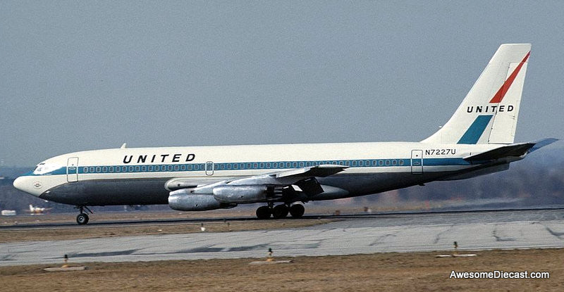 Boeing 720-022: United Airlines (Reg #N7227U), Polished 1:200 Diecast Model Plane by Inflight 200