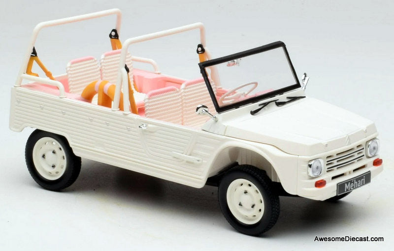 2023 Citroen Mehari, Eden Sorbet White & Pink 1:18 Diecast Model Car by Norev