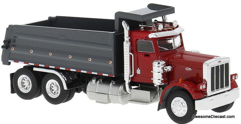 Peterbilt 359 Dump Truck, Red/Gray 1:87 Abs Plastic Model Truck by Brekina