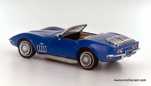1969 Chevrolet Corvette C3 Convertible, Blue 1:87 ABS Plastic Model Car by Brekina