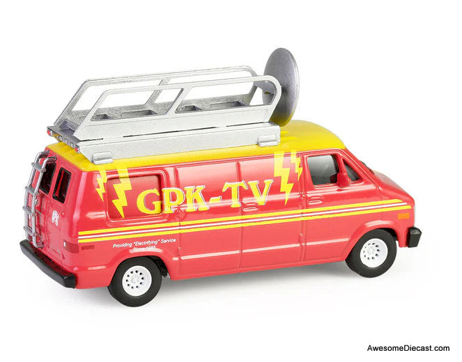 1976 Dodge B-100 w/ Roof Mounted Satellite Dish (Dish Grace) 1:64 Diecast Model Vehicle by Greenlight
