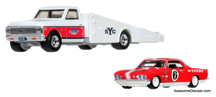 Hot Wheels Premium Team Transporter Chevrolet Corvair Yenko Stinger & Chevy Ramp Truck 1:64 Diecast Model Vehicles by Hot Wheels