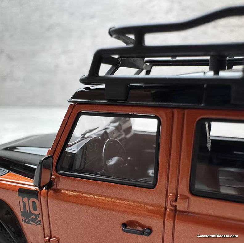 2015 Land Rover Defender 110 (Adventure Edition), Metallic Orange/Black 1:43 Diecast Model Car by Almost Real