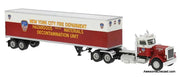 1973 Peterbilt 359 Day Cab w/Hazarous Materials Decontamination Unit Trailer: FDNY 1:87 ABS Plastic Model Truck by Brekina