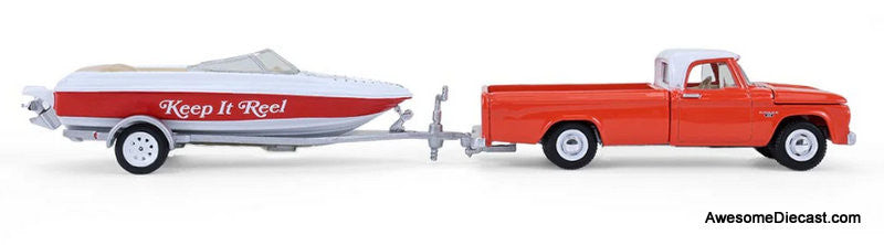 1967 Dodge D-100 Pick-Up w/Boat & Trailer 1:64 Diecast Model Vehicle by Greenlight