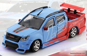 2018 Isuzu D-Max Low Rider Safety Car, Blue/Orange 1:64 Diecast Model Car by BM Creations