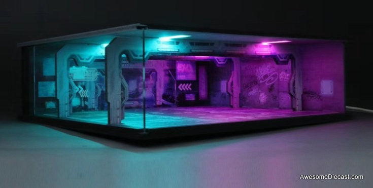 Underground Parking Garage w/2 Color Lighting 1:64 Diorama by MoreArt