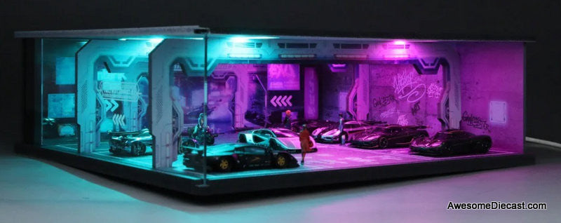 Underground Parking Garage w/2 Color Lighting 1:64 Diorama by MoreArt