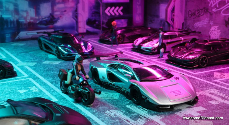 ミニカー Underground Parking Diorama 1/64 Underground Parking Garage w/2 Color Lighting 1:64 Diorama by